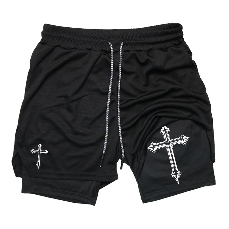 Cross Print 2-in-1 Workout Run - Crossfit Gear Men 评论和价格