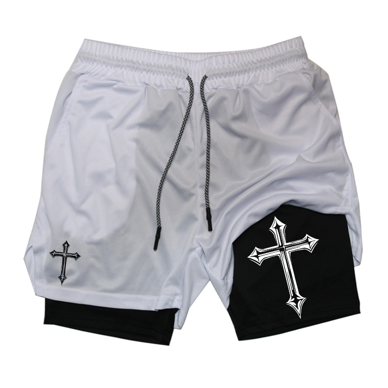 Cross Print 2-in-1 Workout Run - Crossfit Gear Men 评论和价格