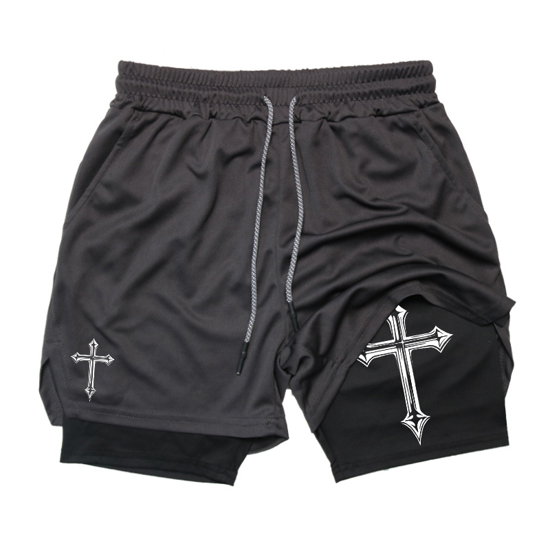 Cross Print 2-in-1 Workout Run - Crossfit Gear Men 评论和价格