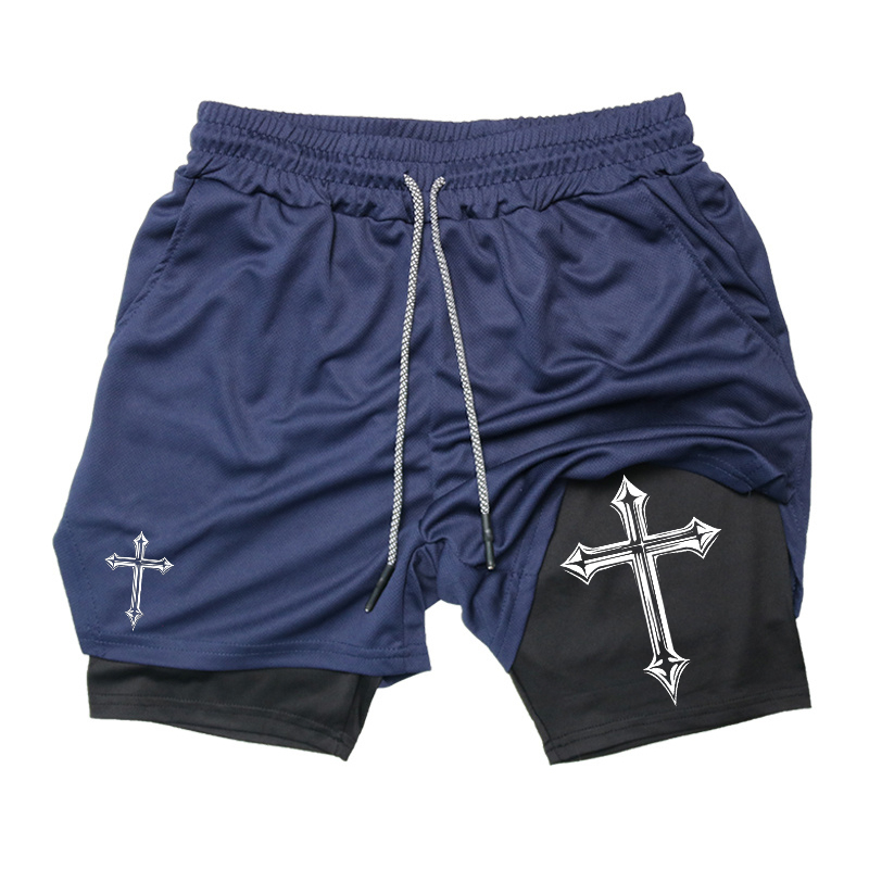 Cross Print 2-in-1 Workout Run - Crossfit Gear Men 评论和价格